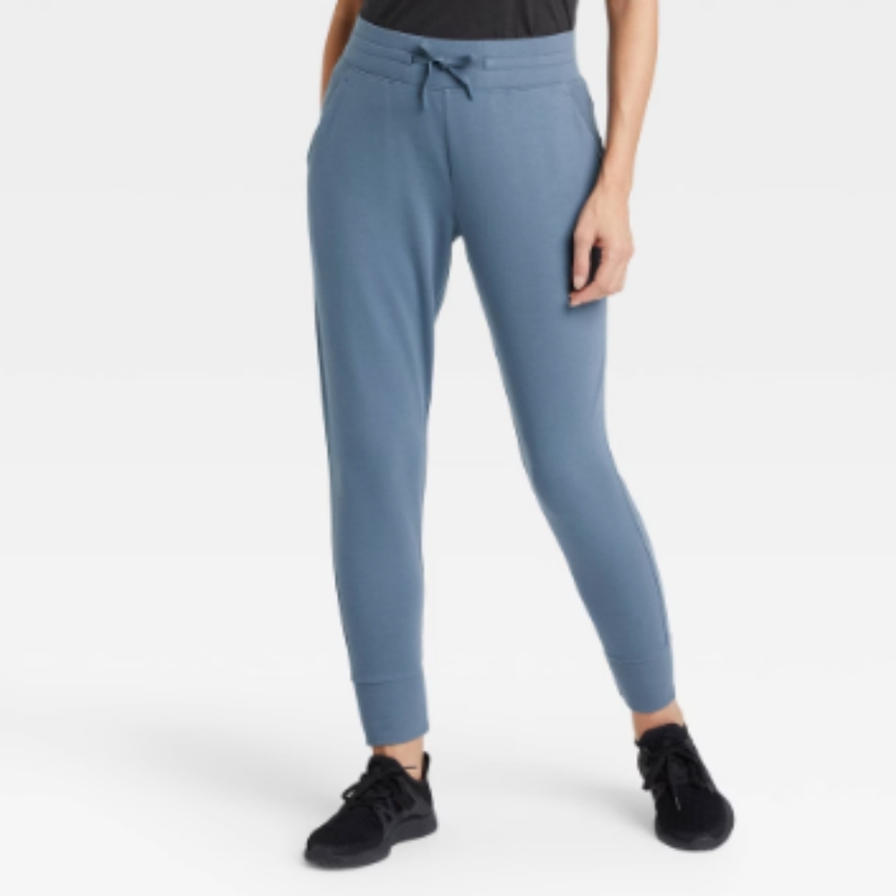 New! Women's French Terry Joggers - All in Motion- Dusty Blue- M